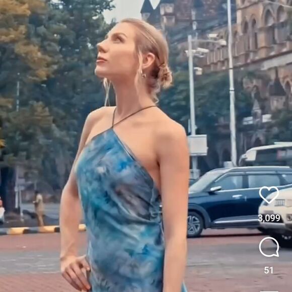 ZARA TIE-DYE PRINT HALTER SLIP DRESS - Picture 4 of 16